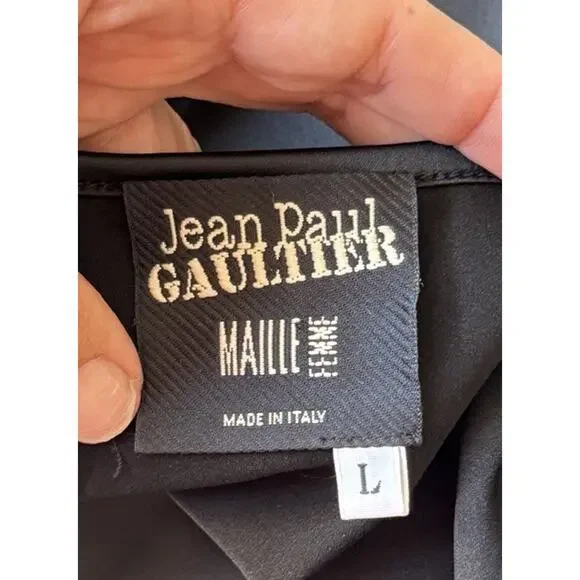 FUZZI Jean Paul Gaultier Black Camisole Silky V Neck Modern Minimalist Large